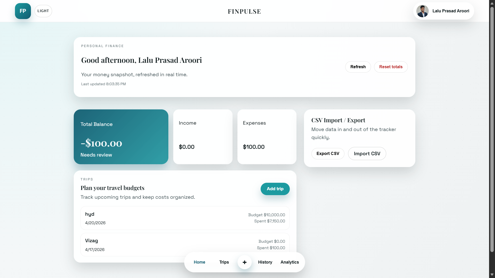 FinPulse - Personal Finance Tracker